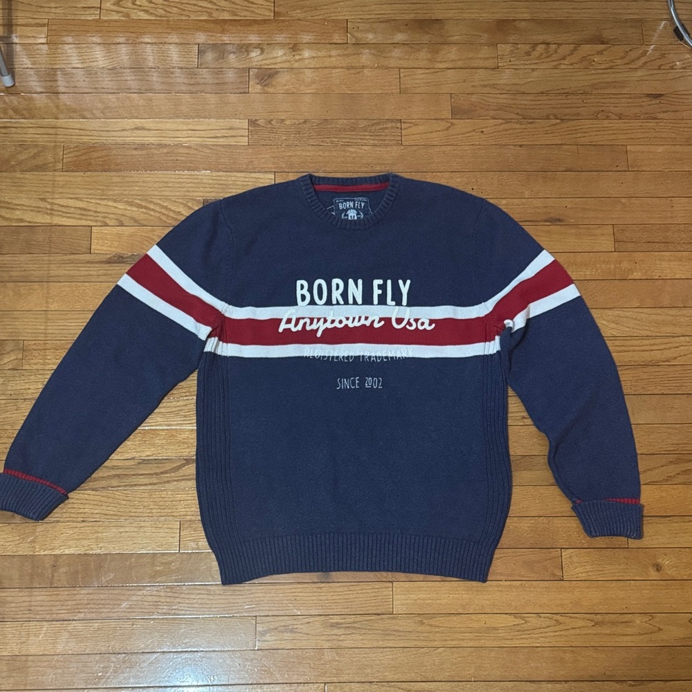 BORN FLY Navy Blue Sweater for Men